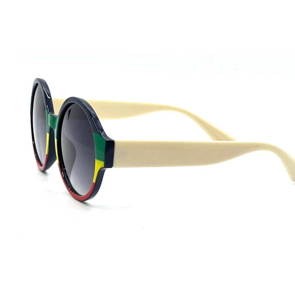 Rasta Sunglasses Round Frame Reggae Colors Funky Fashion Shades Women Retro‎ New